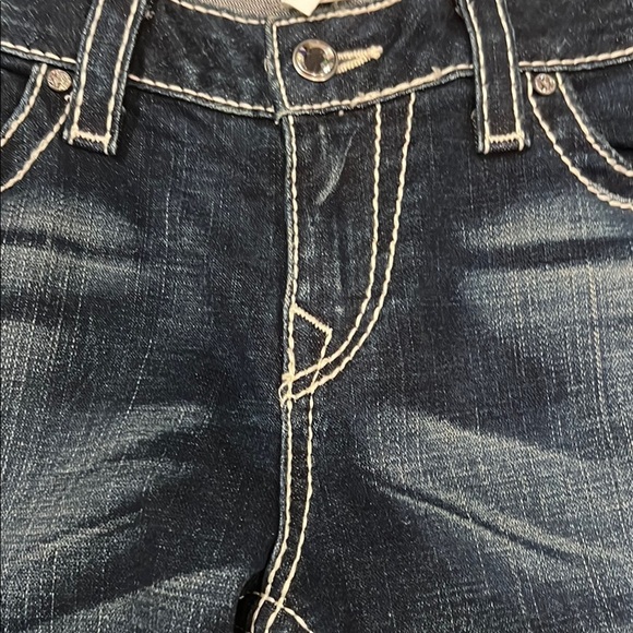TRUE RELIGION Like New Disco Becky Bootcut Mid Rise Bold White Stitching Size 32 - Picture 4 of 10